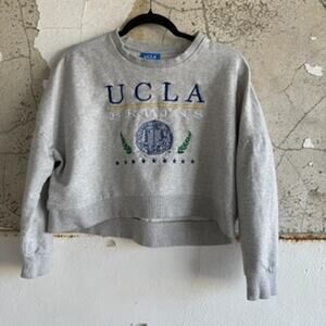 UCLA Sweatshirt Womens S Embroidered Collegiate Cropped Bruins Pullover Crewneck